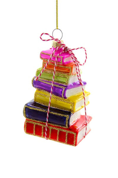Stacked Tomes, Bright Glass Ornament